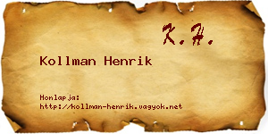 Kollman Henrik névjegykártya